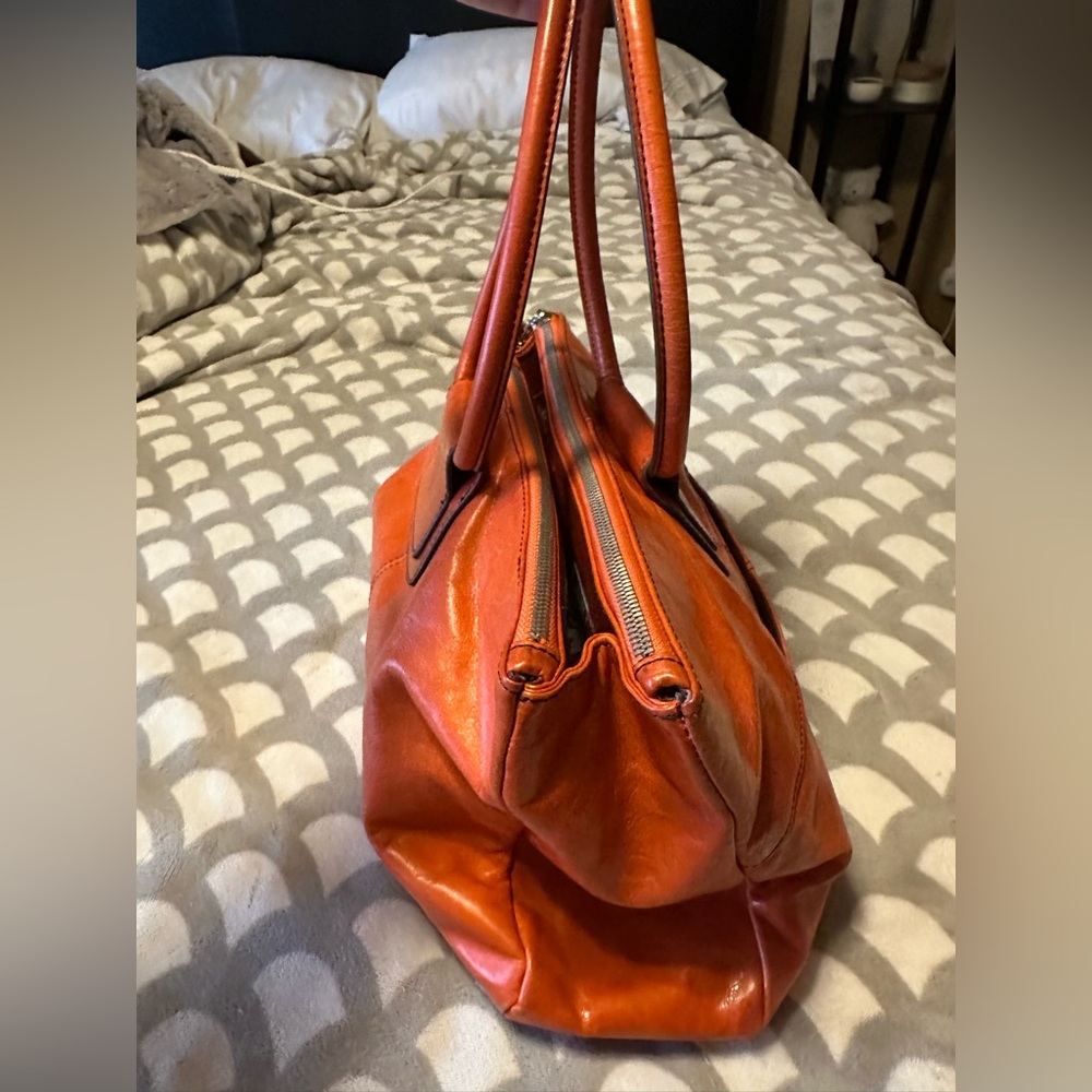 HOBO Salina Russet Orange Leather Satchel / Shoulder Bag - Picture 3 of 14